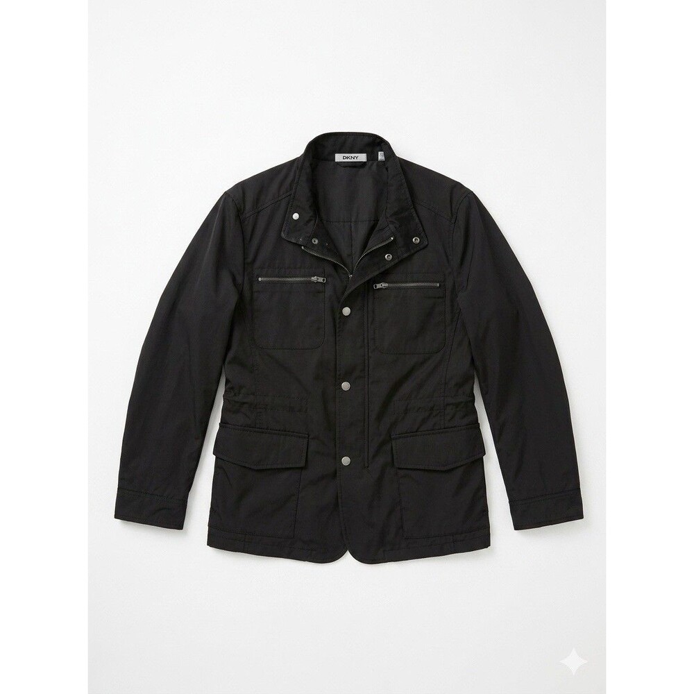 DKNY Men's Black Utility Field Jacket 4-Pocket Slim Fit Medium - 53